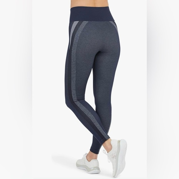 SPANX NWT Large Seamless Track Stripe Leggings Navy Haze - Regular - Picture 3 of 6